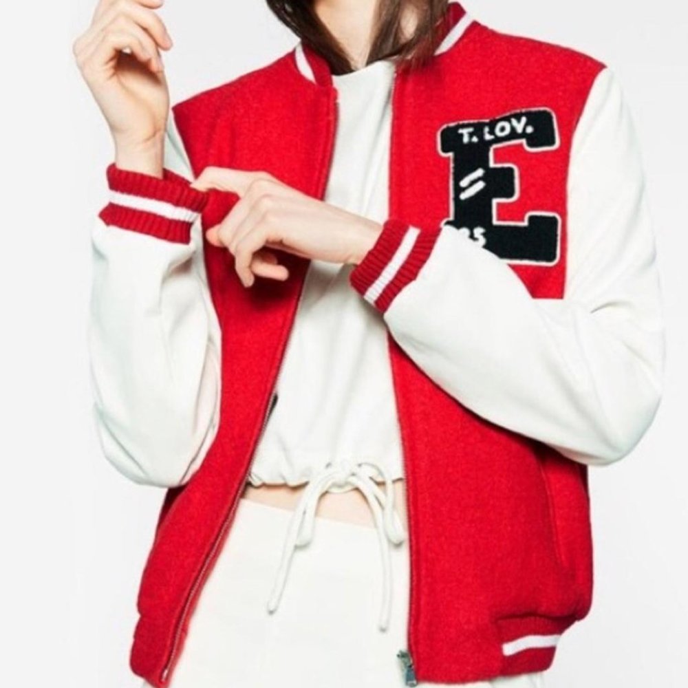 Zara Trafuluc Red Varsity Jacket - Picture 2 of 5